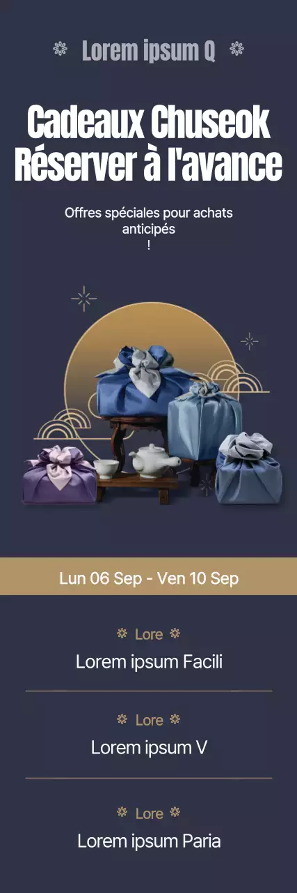 Bannière cadeau Obon en bleu marine