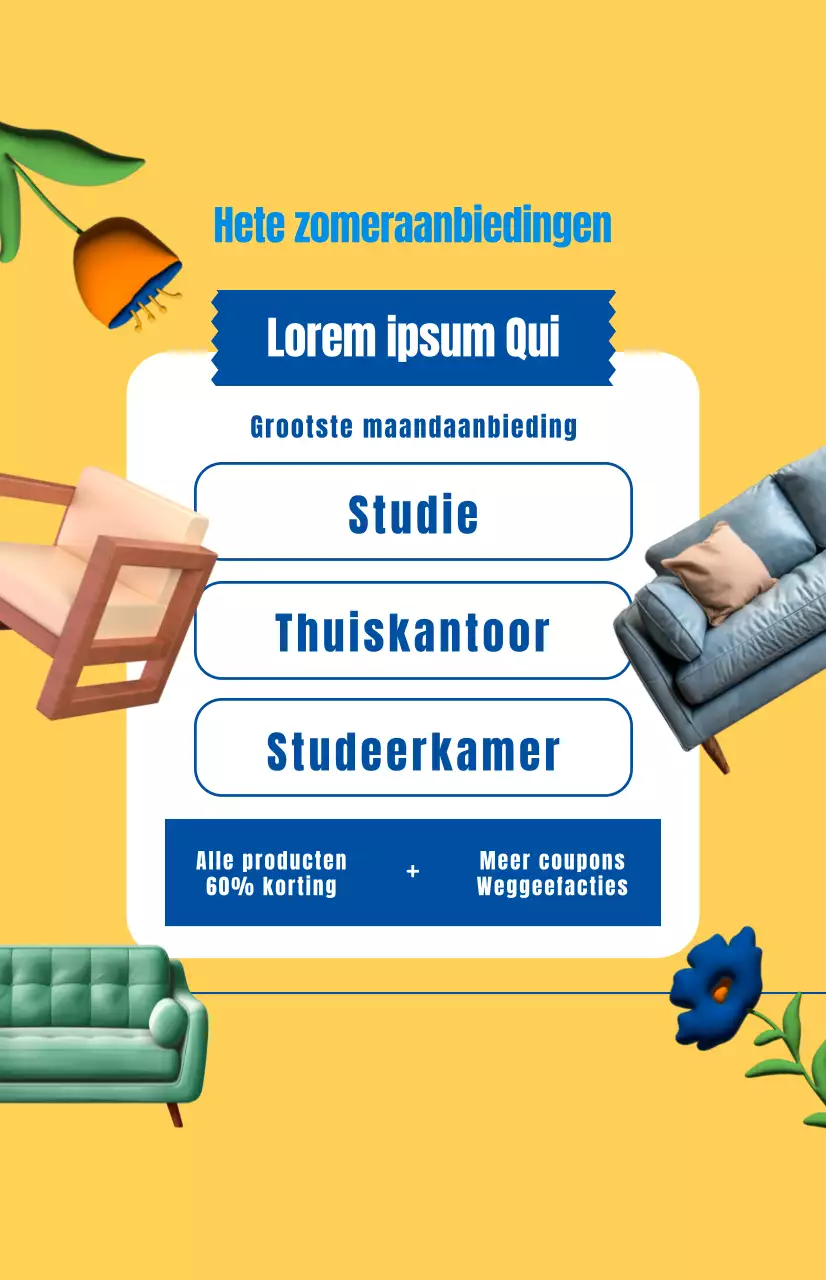 Promoot een meubelverkoop met een gele achtergrond