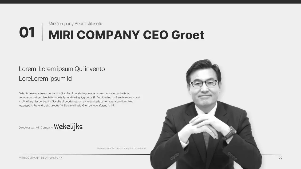 Een modern bedrijfsprofiel in zwart en grijs