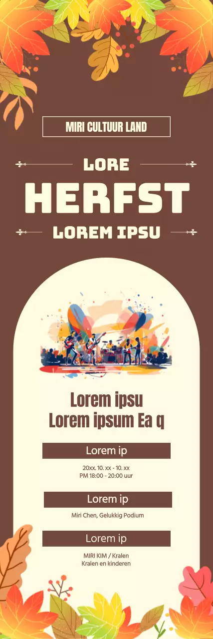 Promoot een muziekfestivalevenement in de herfst met een bruine achtergrond