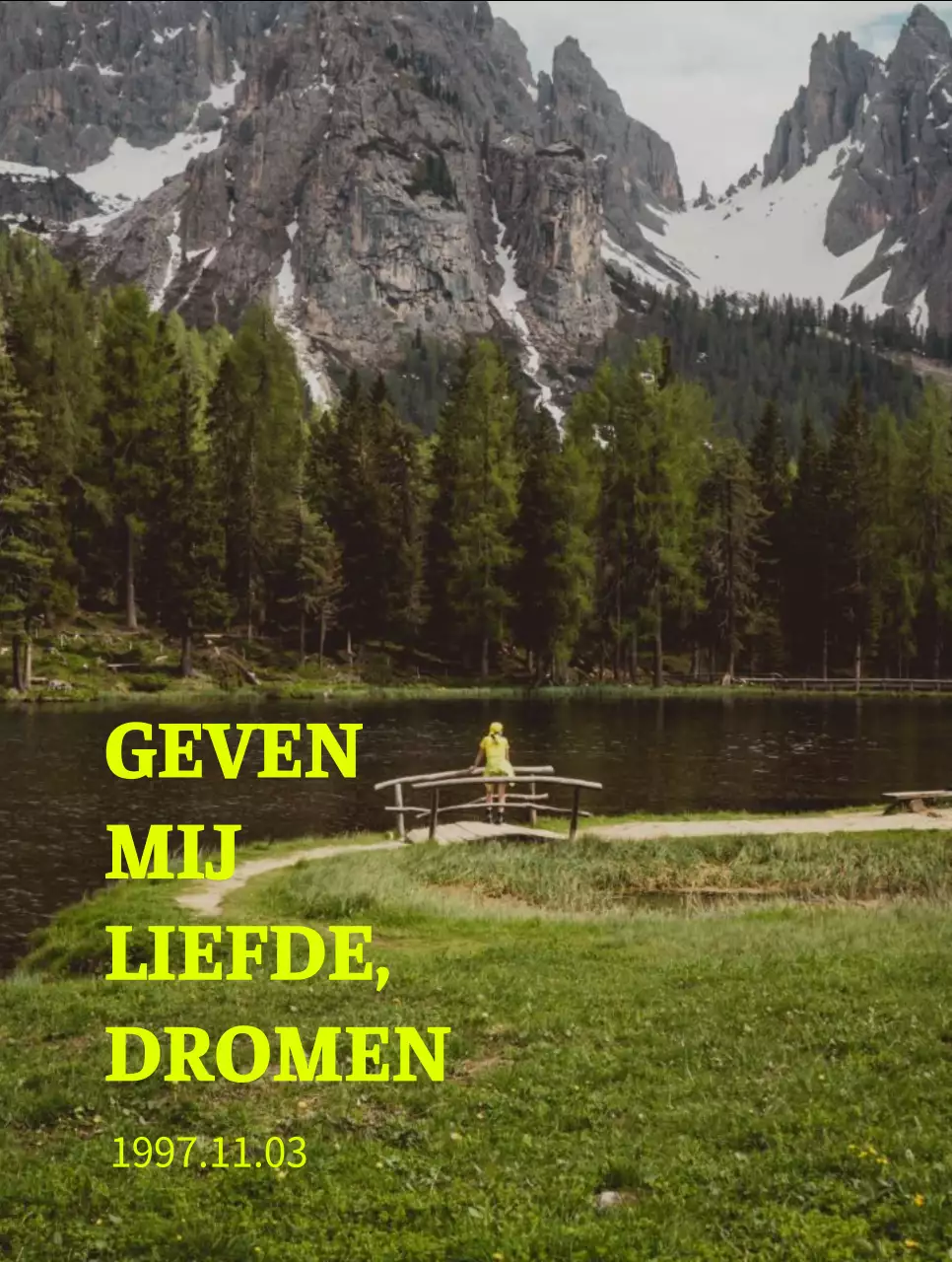 Koopwaar met rustgevende, vintage foto's met fluorescerende groene accenten