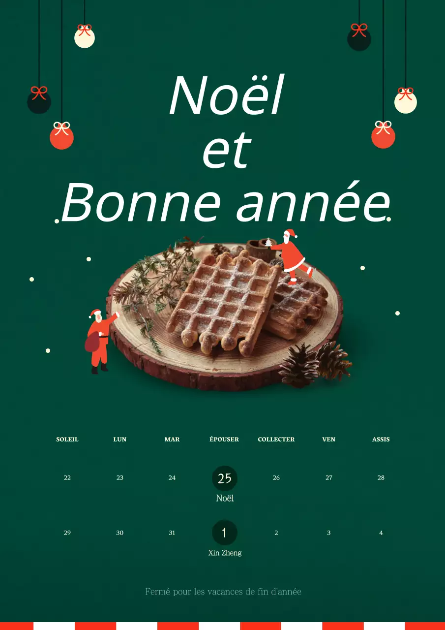 Jolies fermetures de Noël avec des décorations de Noël vertes et câlines