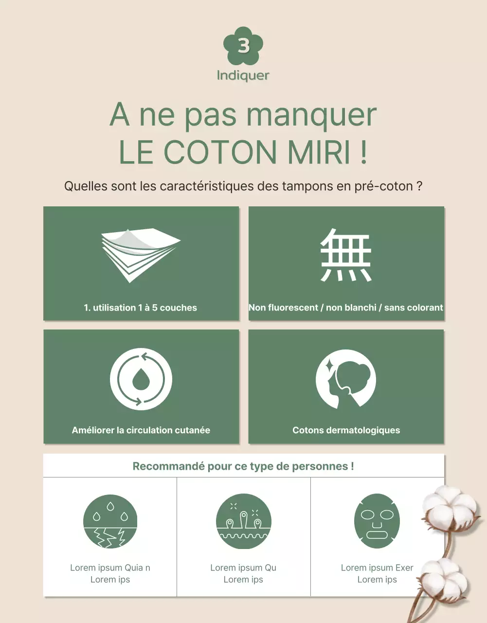 Mignons coussinets en coton bio dans les tons vert et beige