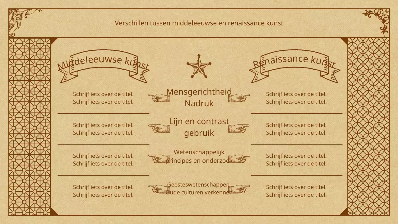 Middeleeuwse kunst in beige en bruin Presentatie