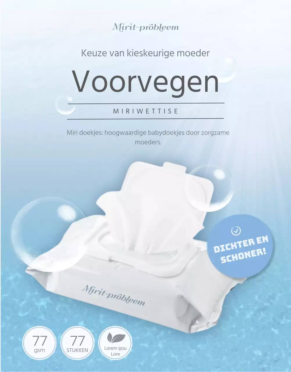 Over de hemelsblauwe, verfrissende doekjes