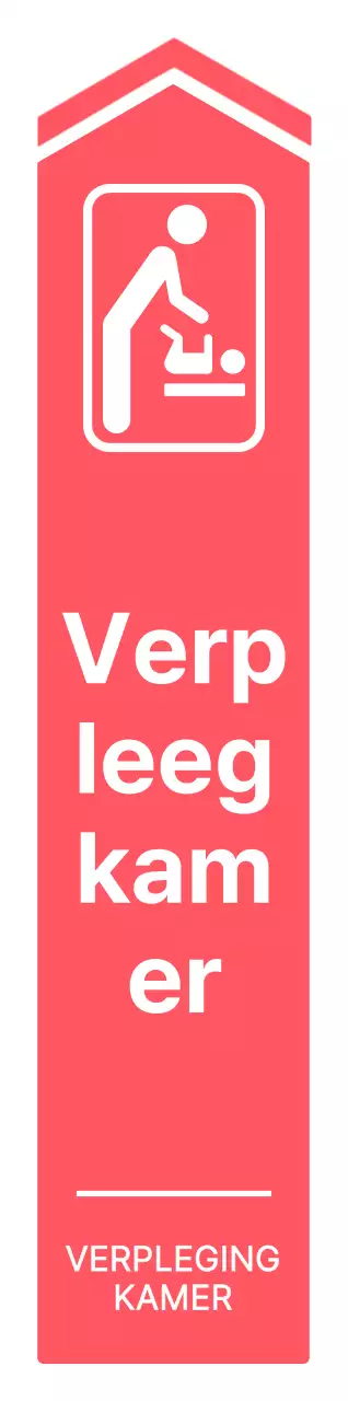 Eenvoudige, strakke routebeschrijving naar de verpleegkamer in pijlkaderstijl in levendig roze en wit