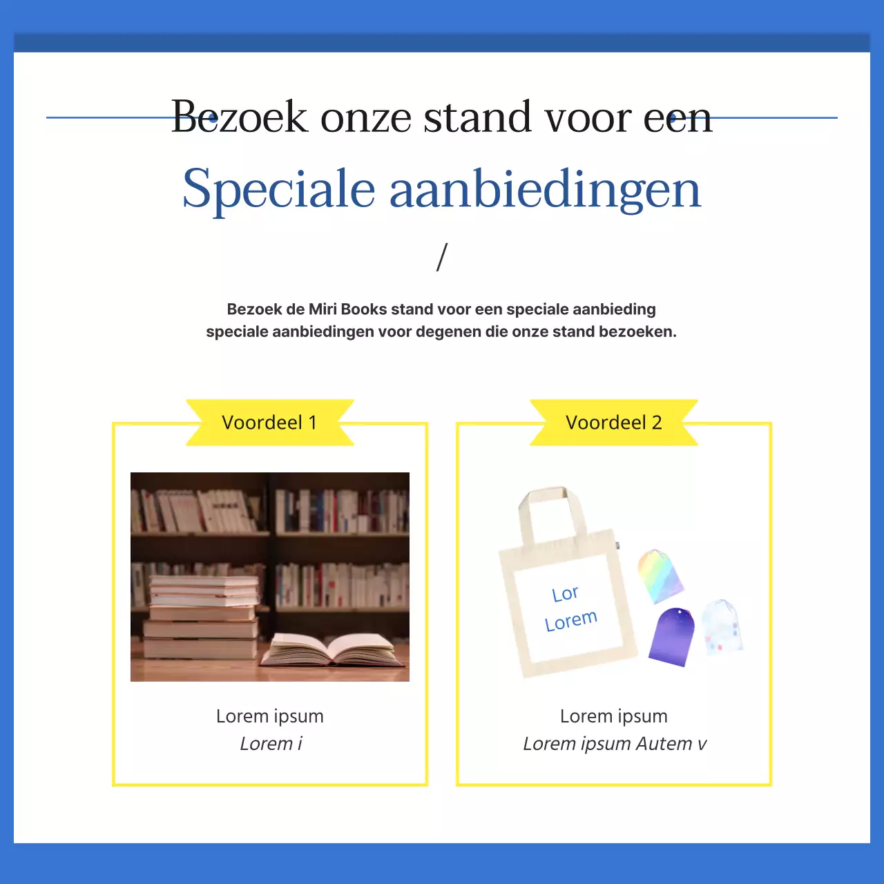 Een gids voor een eenvoudige boekenbeurs in blauw en wit