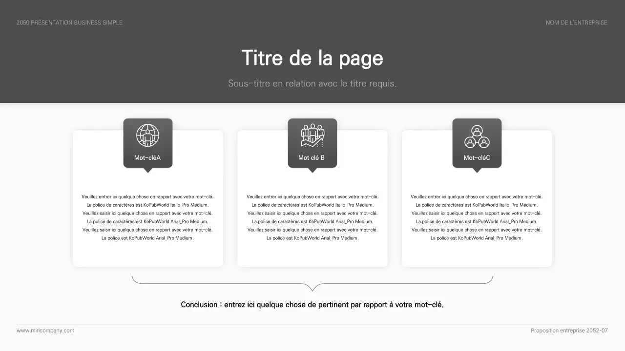 Présentation d'entreprise simple, de style basique, en noir et blanc