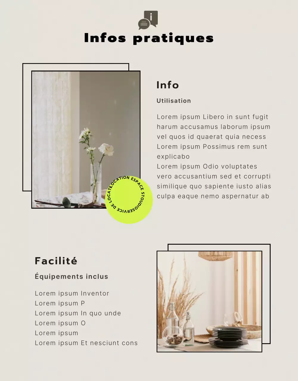 En savoir plus sur les locations de studios dans les tons noir et beige