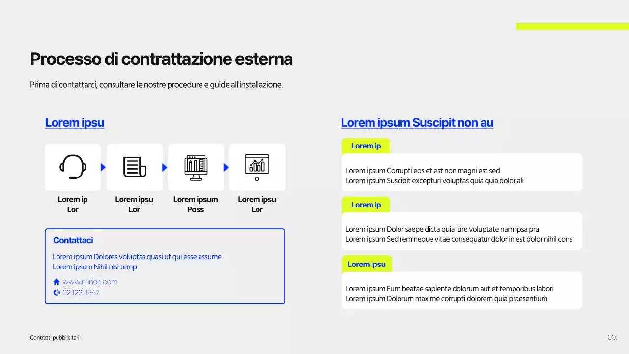Proposta di cartellone pubblicitario per edifici di colore blu e lime