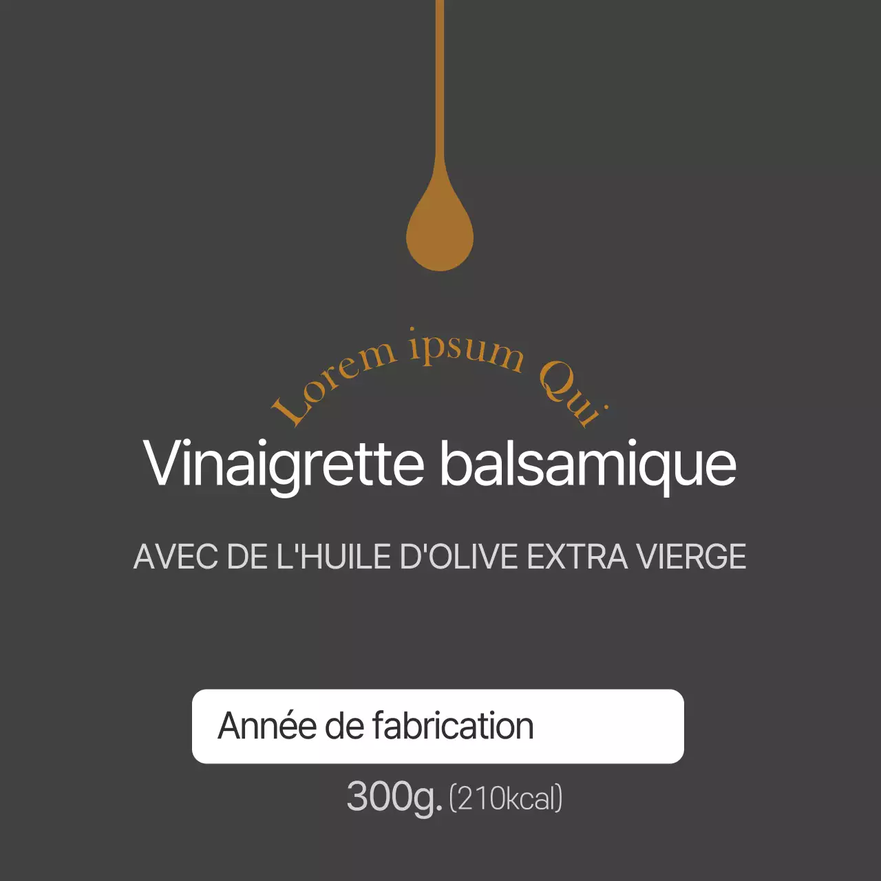 Autocollant noir pour vinaigrette balsamique simple