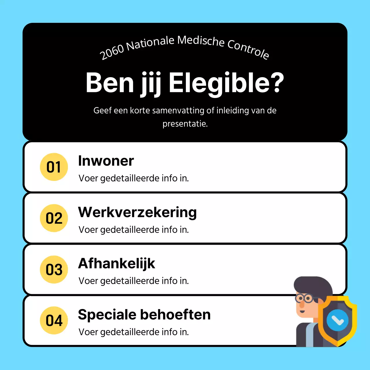 Eenvoudig lichtblauw en zwart 3D-pictogram om te zien wie een gezondheidscontrole nodig heeft