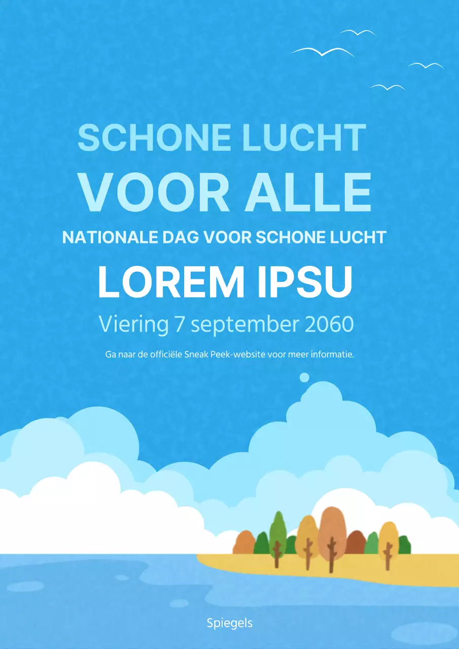 Evenementaankondiging met hemel en kalme aardillustratieachtergrond V2