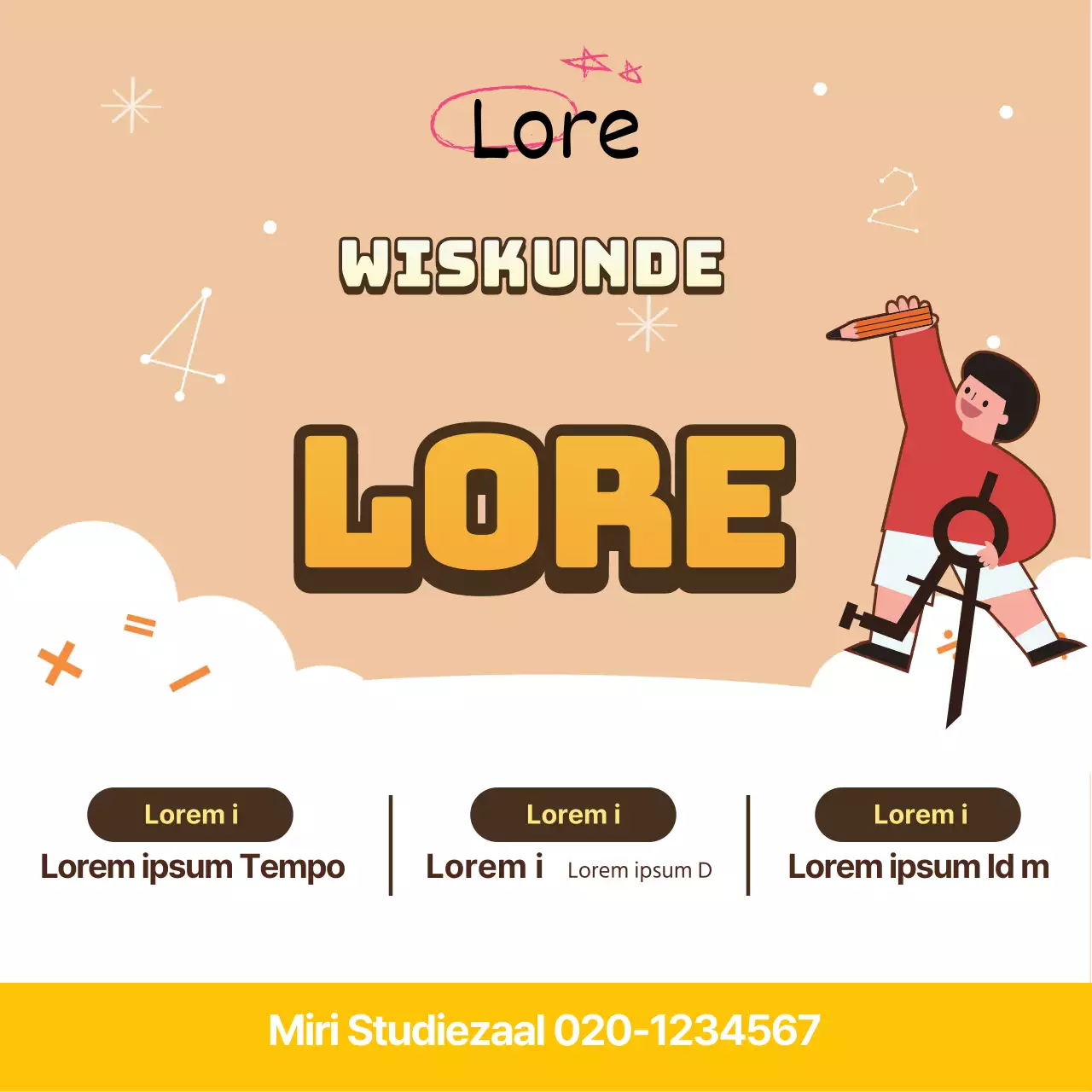 Gele illustratie leuke wiskunde schoolreclame