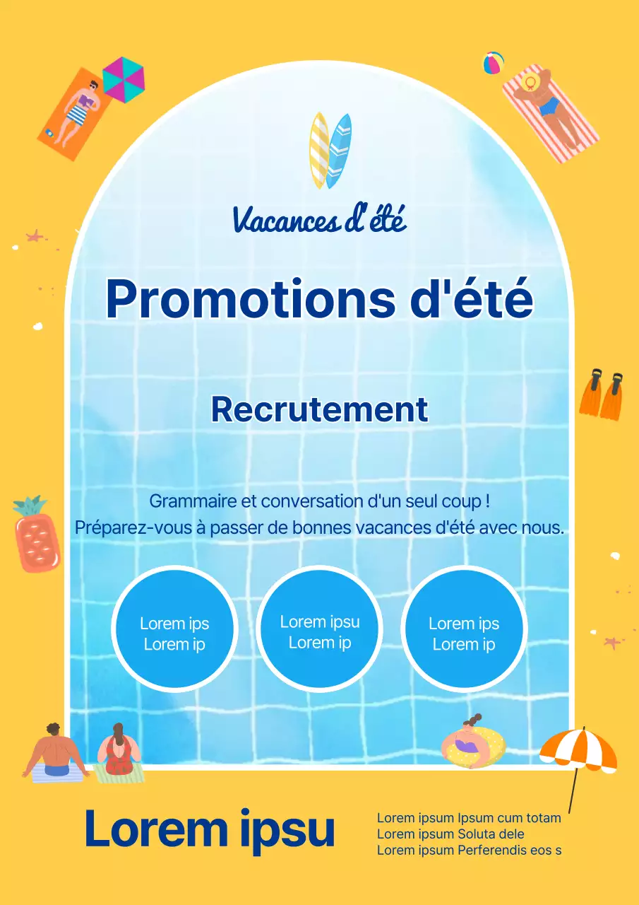Affiche de recrutement jaune et bleue pour les classes suivantes