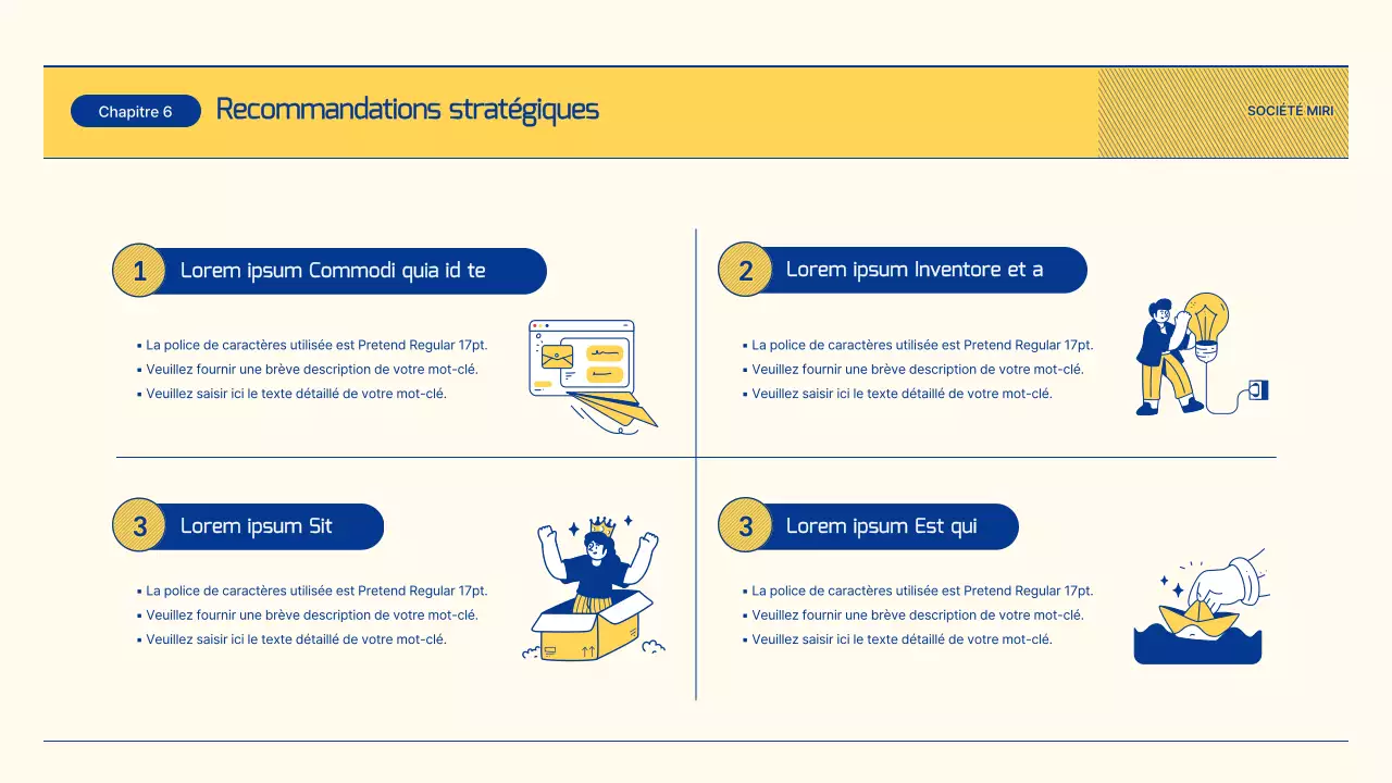 Rapport sur les perspectives du secteur du commerce de détail avec des illustrations bleues et jaunes