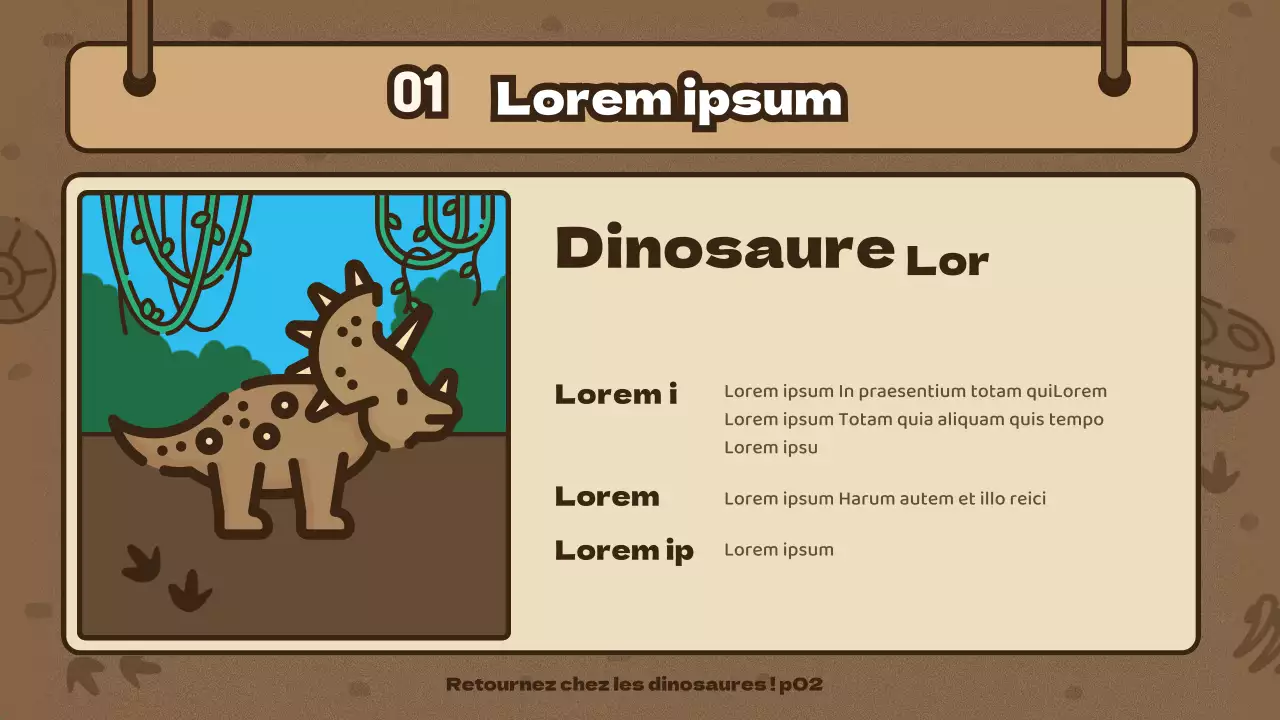 Équipe d'exploration brune Concept Dinosaure mignon Illustration Science Temps