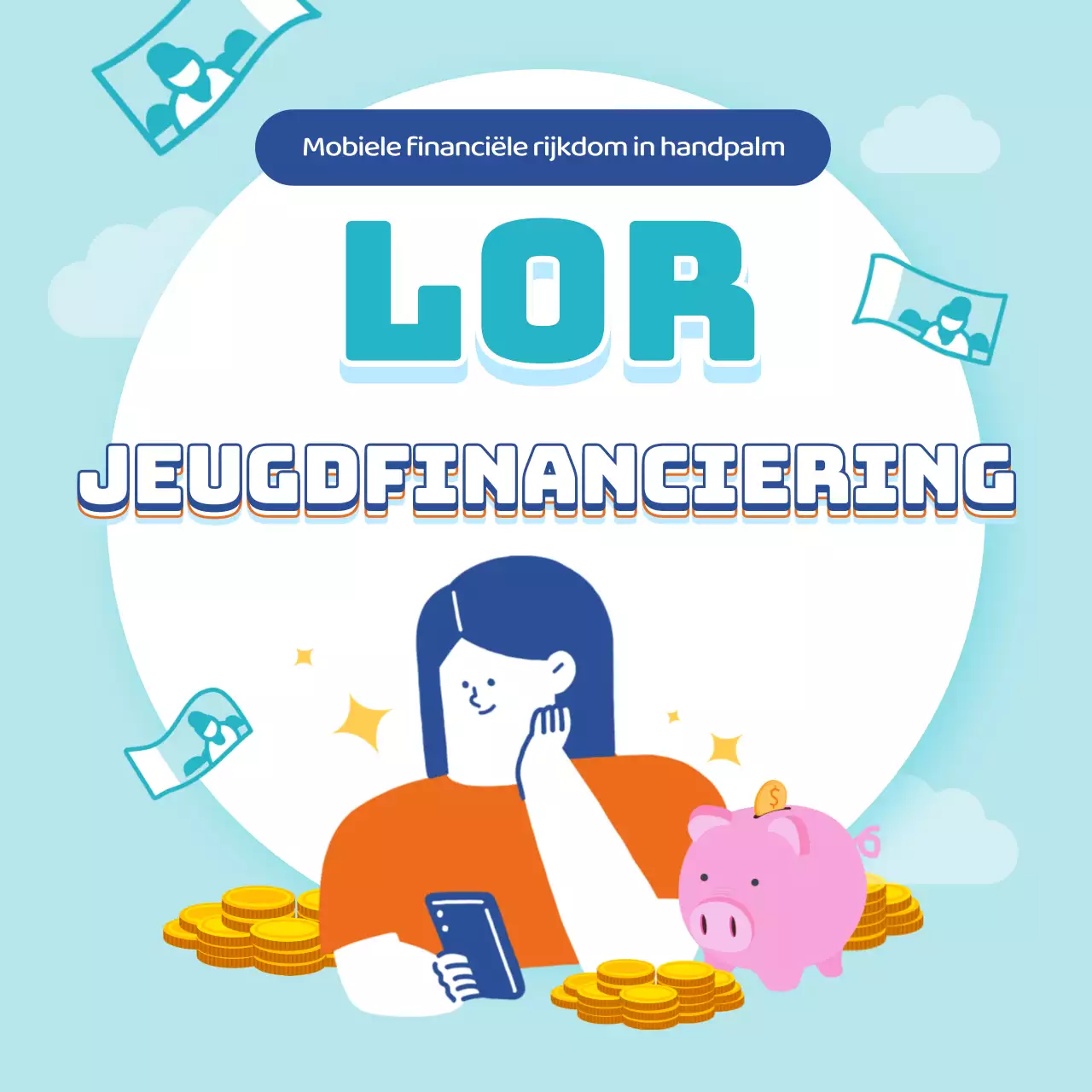 Mobiele jeugdfinanciering met blauwe tekstmarkering