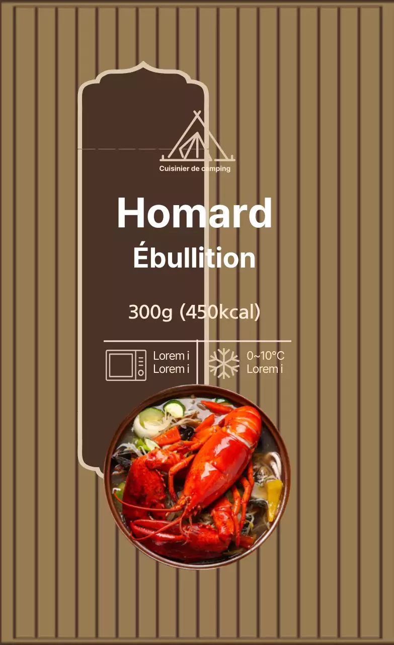 Étiquette de cuisson de homard en ivoire marron