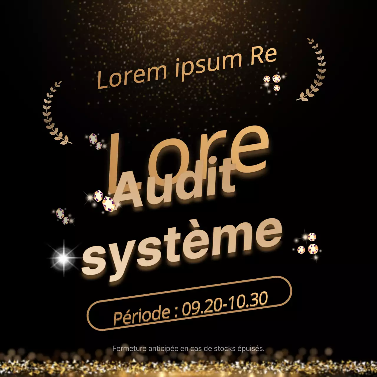 Modèle de texte doré pour les fêtes de fin d'année