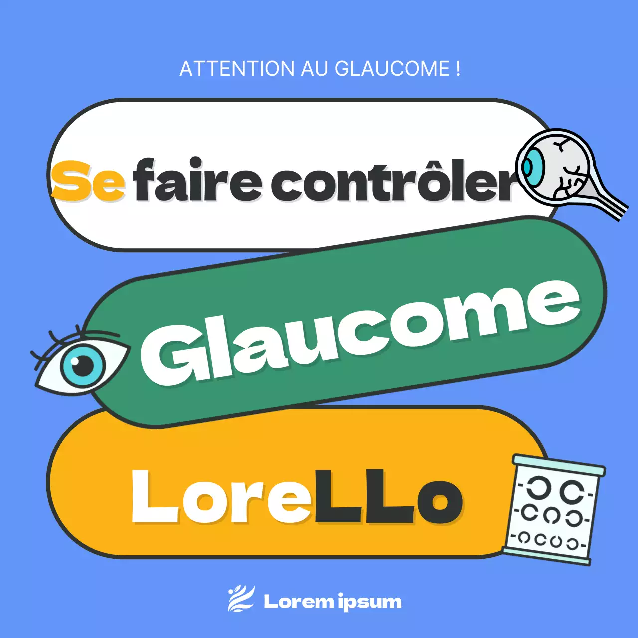 Fournit des informations sur le glaucome en surbrillance bleue.