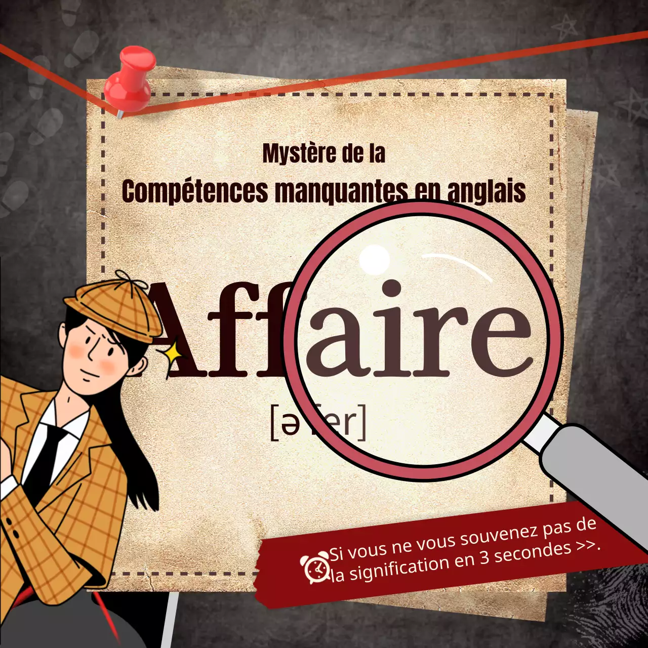 Modèle d'événement scolaire en langue anglaise comme un journal d'événement sombre