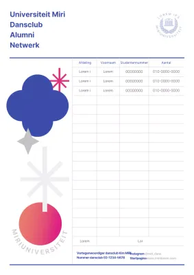 Eenvoudige grafische club afstudeerkleuren contactformulier