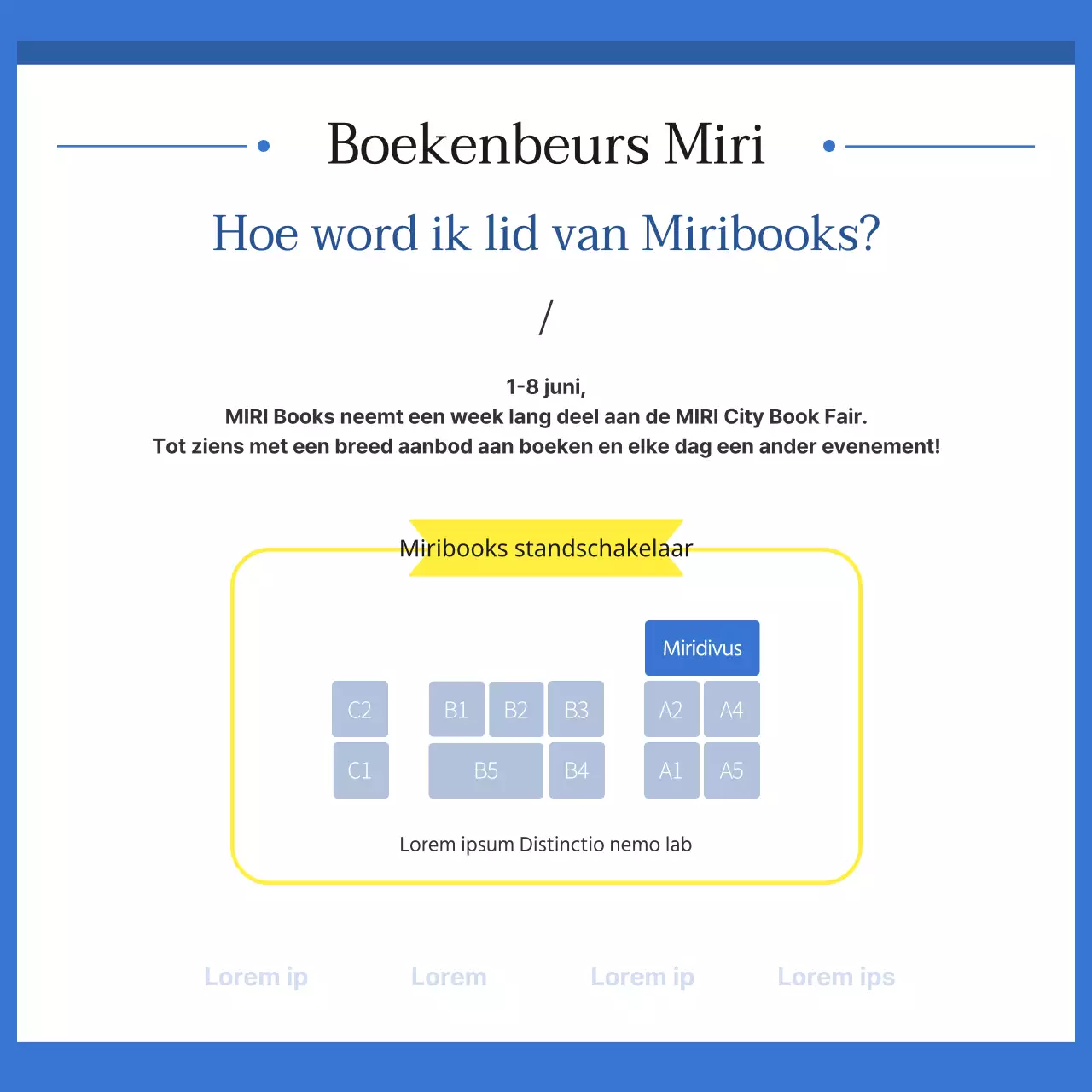 Een gids voor een eenvoudige boekenbeurs in blauw en wit