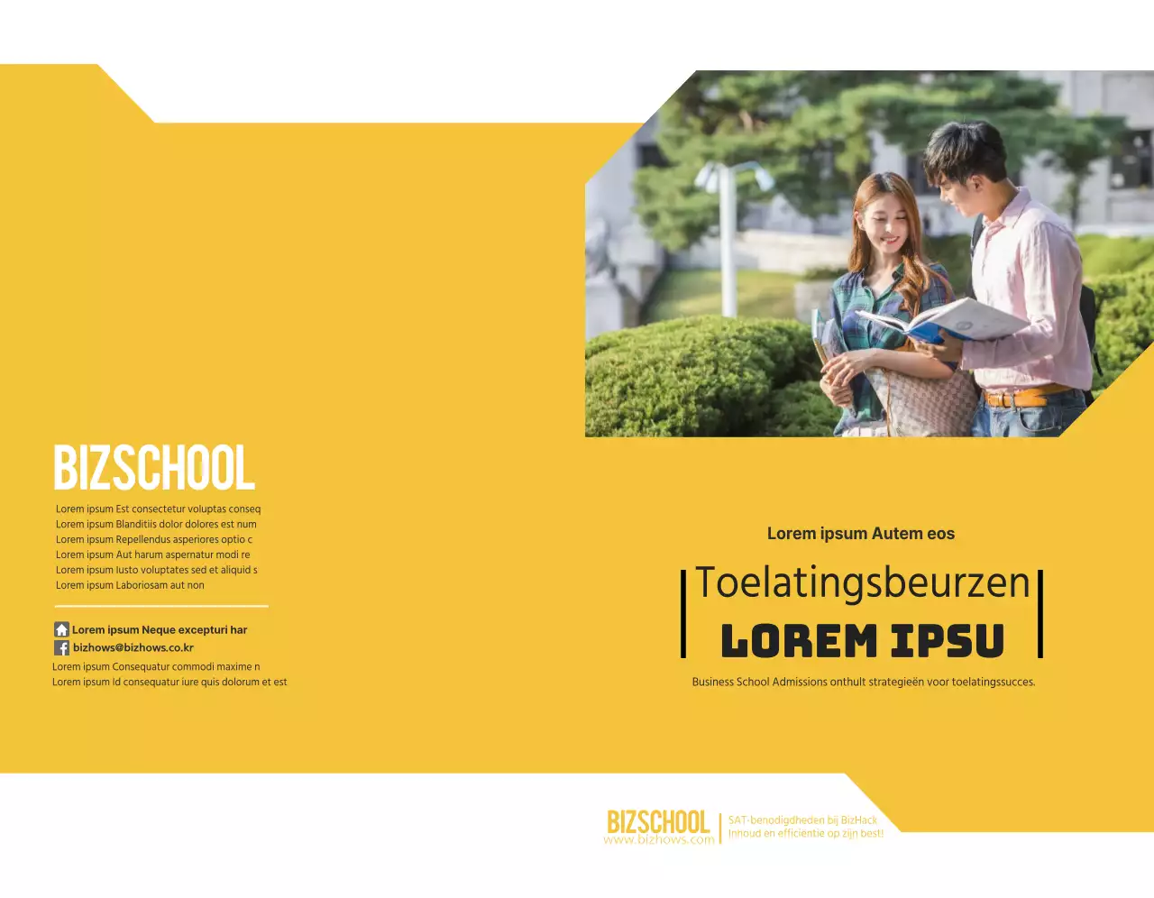 Geel-zwarte universitaire voorlichtingsbijeenkomst school