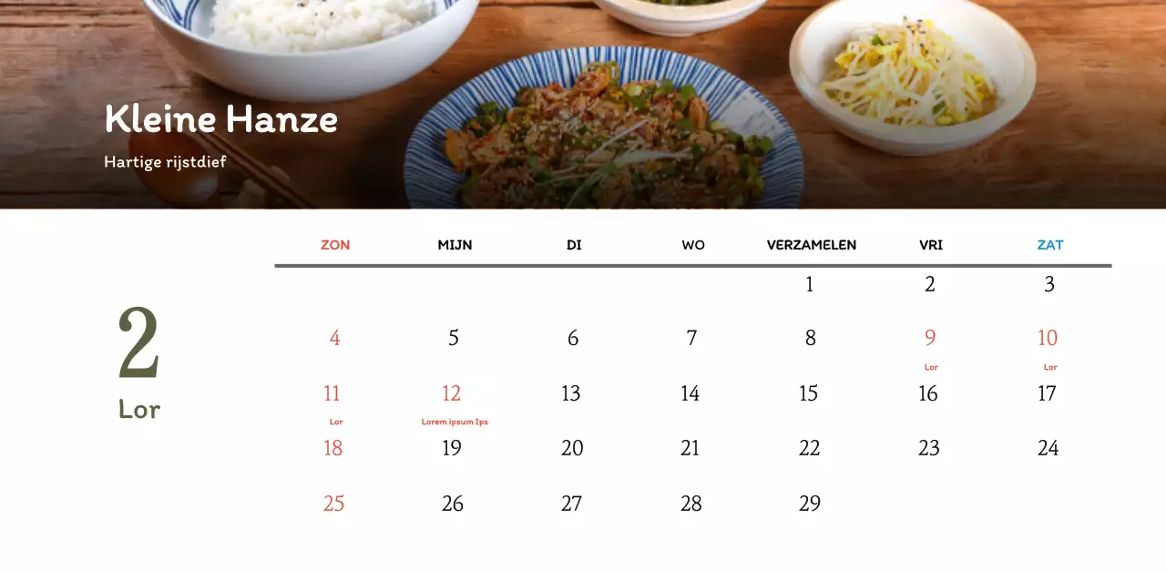 Traditioneel Koreaans restaurant concept coupon kalender in beige en bruin