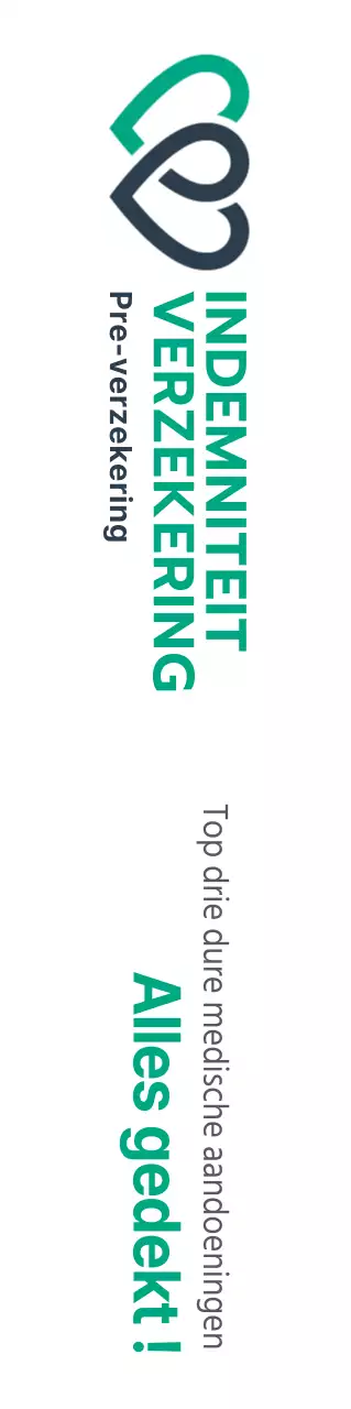 Een verzekeringsproduct promoten met een turquoise en zwart logo en tekst voor schadeverzekeringen.