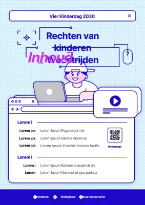 Schattige illustraties in Blauwe Kinderrechten Media Content Wedstrijd