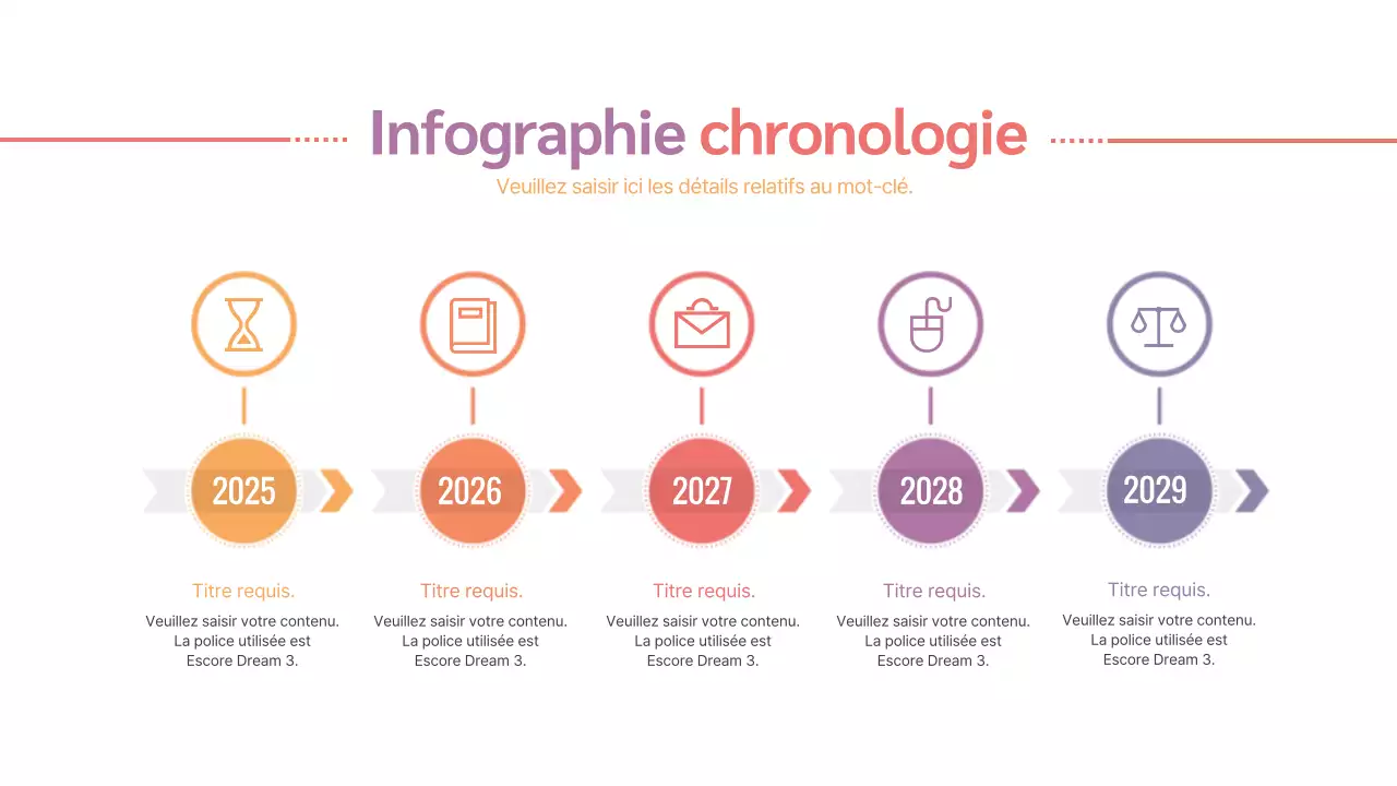 Gradient timeline 5 steps infographic Business company history