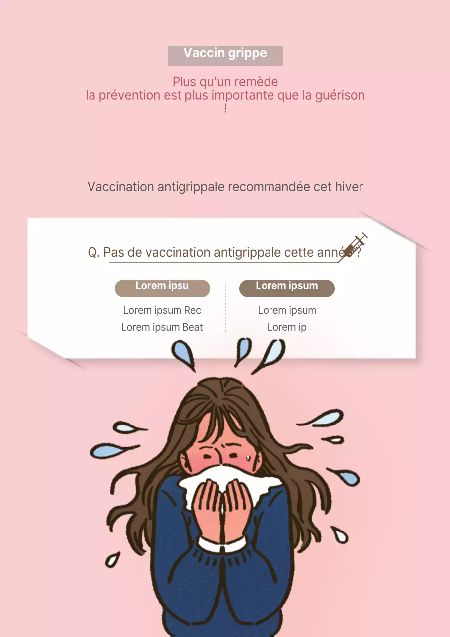 Dépliant simple de promotion de la vaccination antigrippale en rose