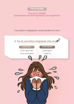 Dépliant simple de promotion de la vaccination antigrippale en rose