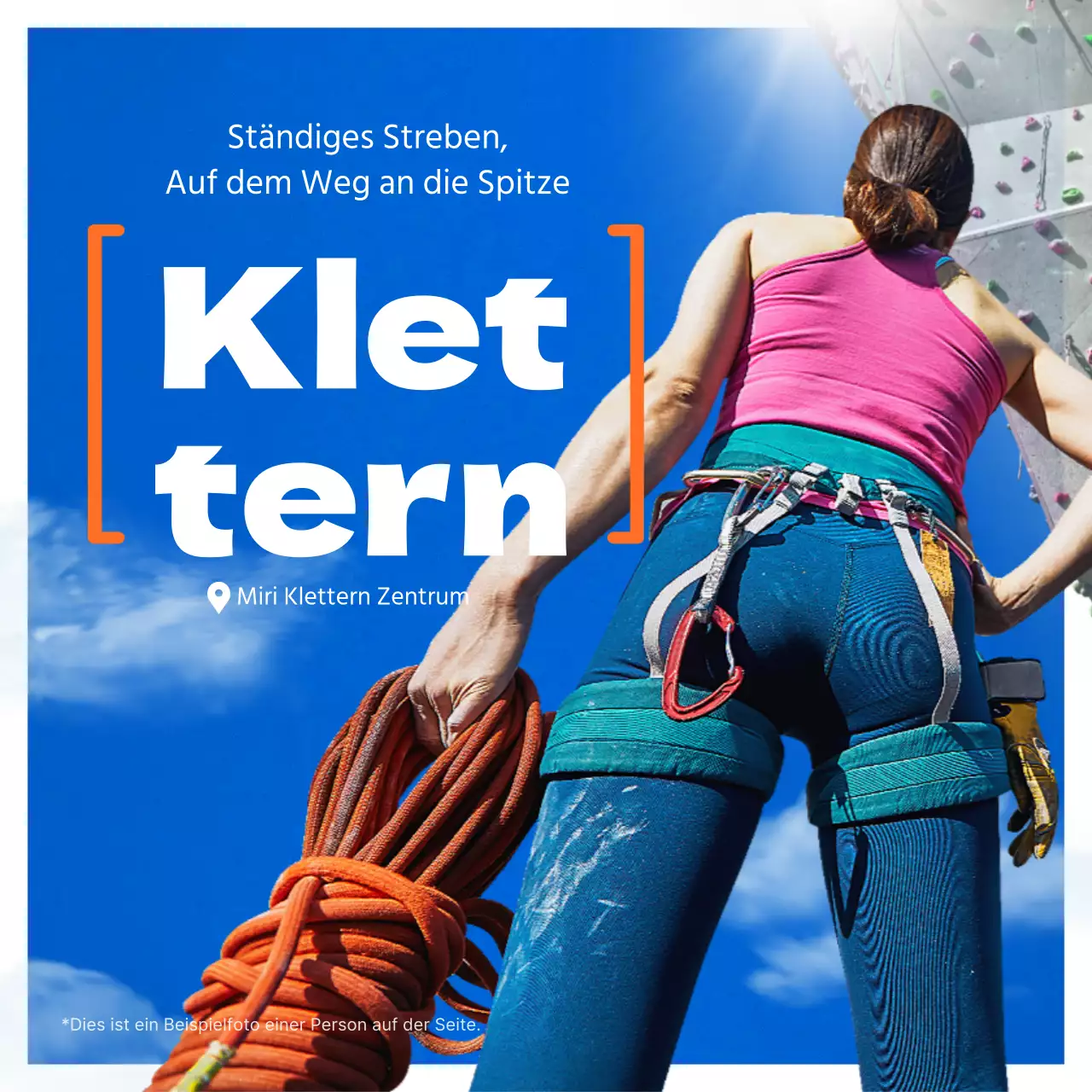 Über das Konzept des blauen und orangen Himmels klettern