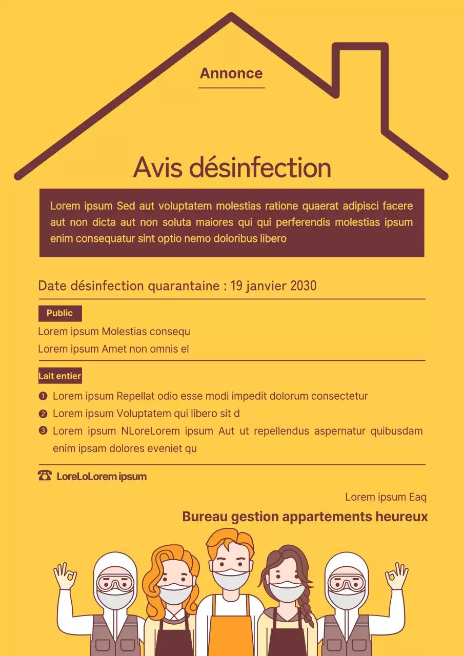 Annonce illustrée propre avec un thème jaune-brun