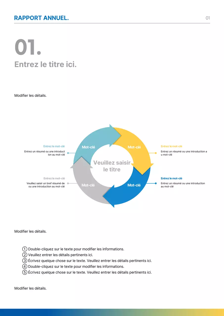 Mettre en forme un rapport ou un document infographique avec des tons bleu clair et jaune