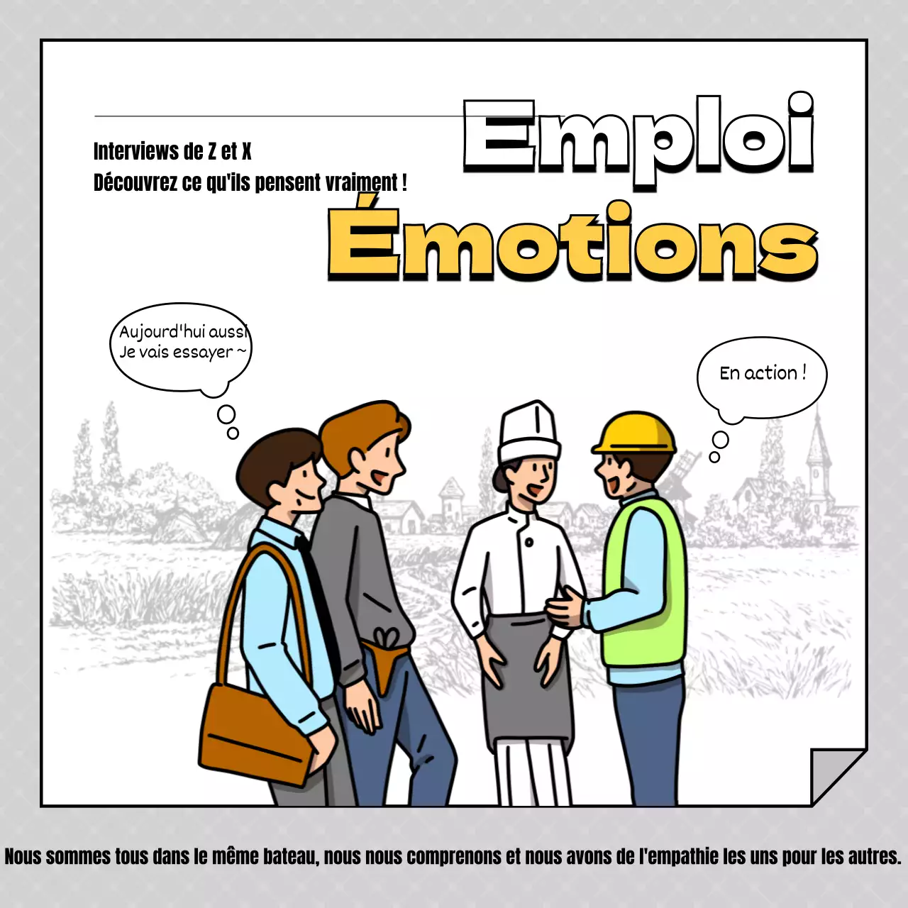 Un simple post d'entretien avec un travailleur jaune et gris