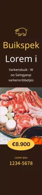 Al-je-kan-eten buikspek promotiemedium op bruine achtergrond