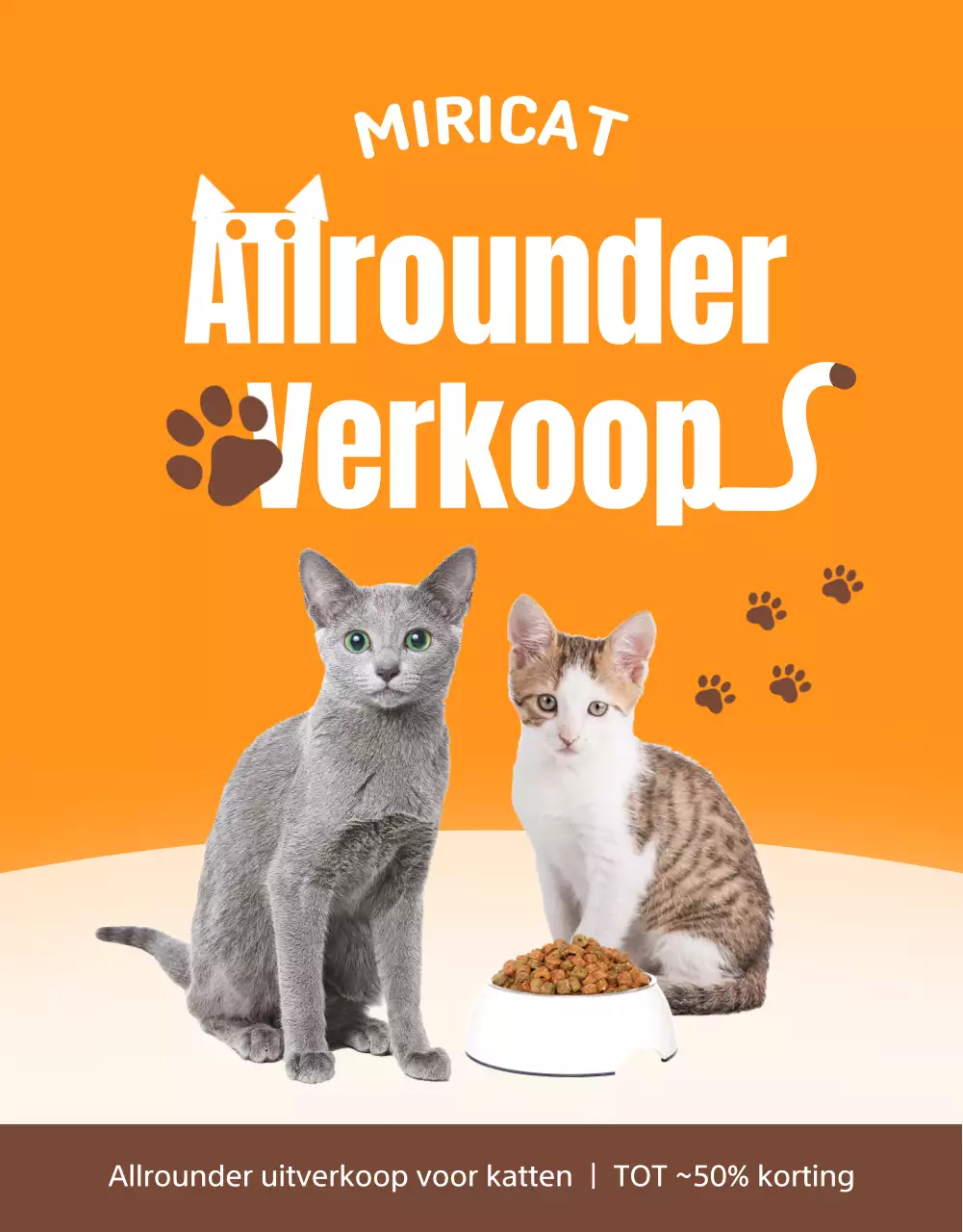 Een schattige en nette oranje kat te koop in een winkelcentrum