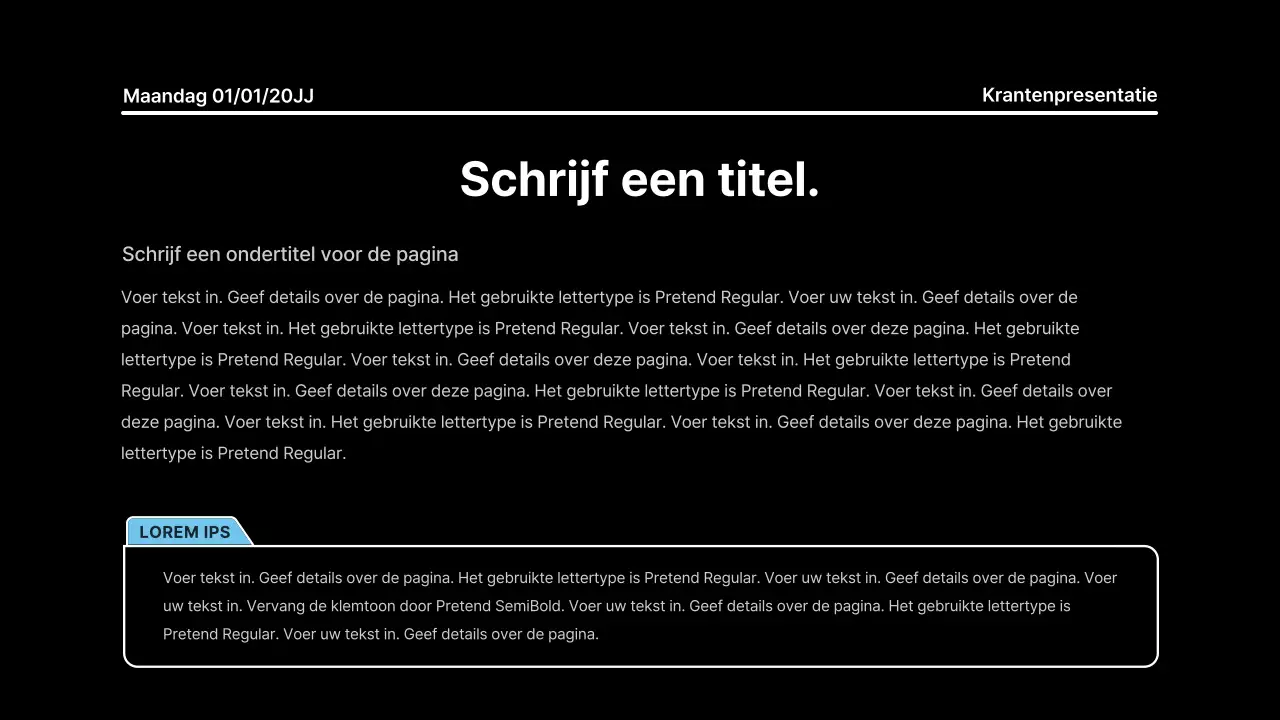 Aandachttrekkende presentatie met vette lijnen in een krantenconcept op een zwarte achtergrond