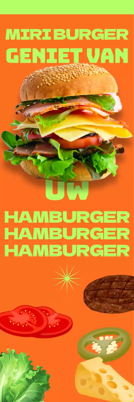 Menu in hamburgervorm met vet lettertype en complementair kleurcontrast