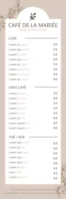 Bannière de menu de café avec illustration botanique en marron