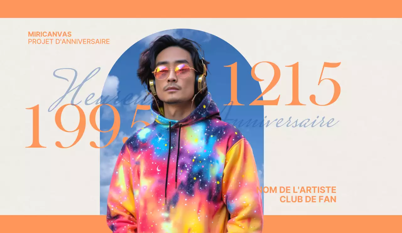 Concept sentimental d'anniversaire de célébrité en orange et bleu