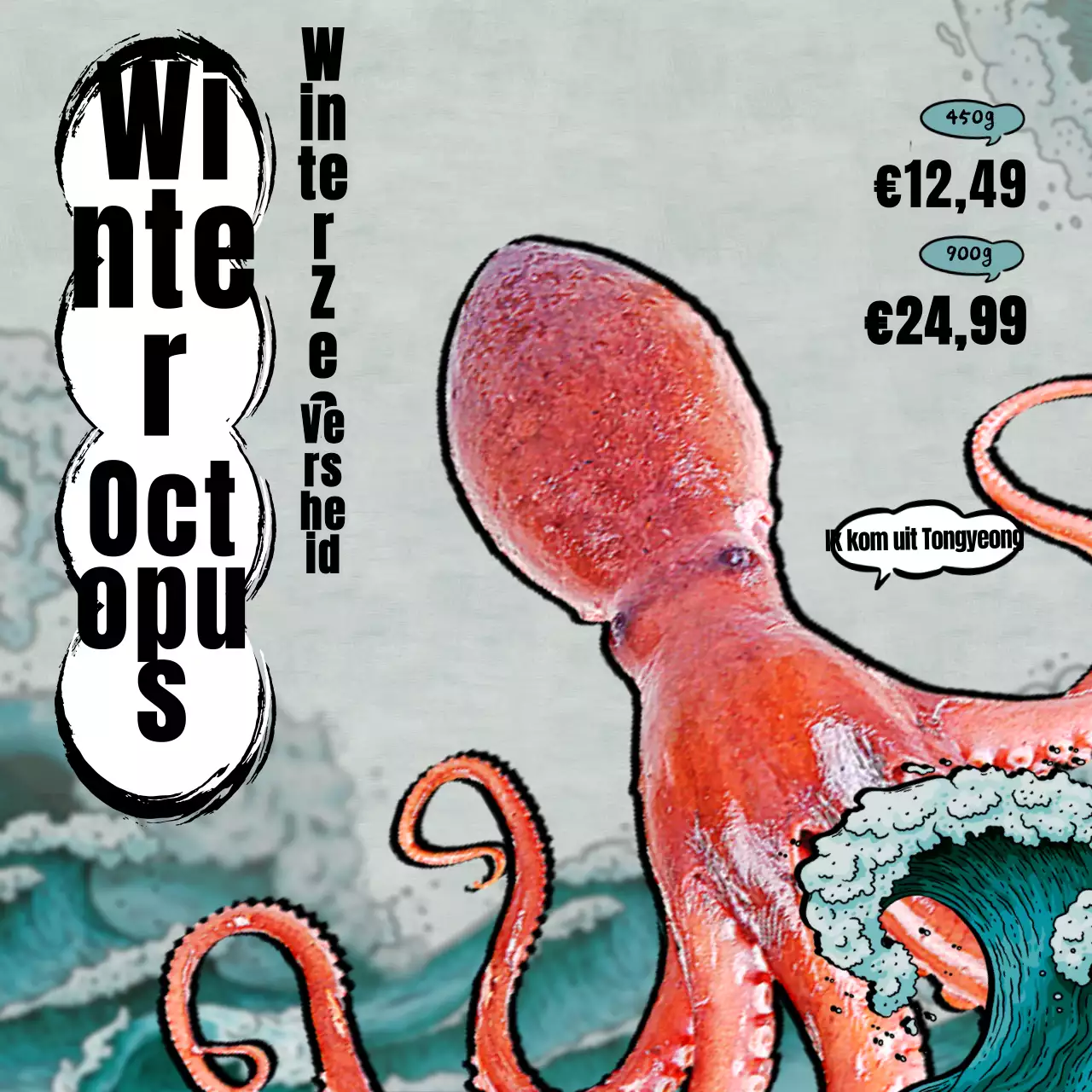 Sashimi in de blauwe zee Winter seizoensoctopus