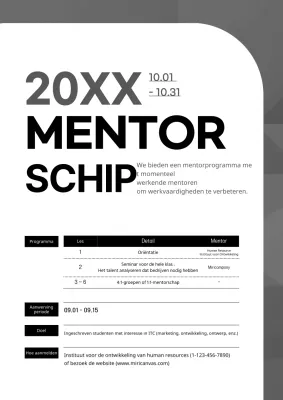 Een neutraal gekleurde flyer ter promotie van een uitwisseling van jonge kaderleden