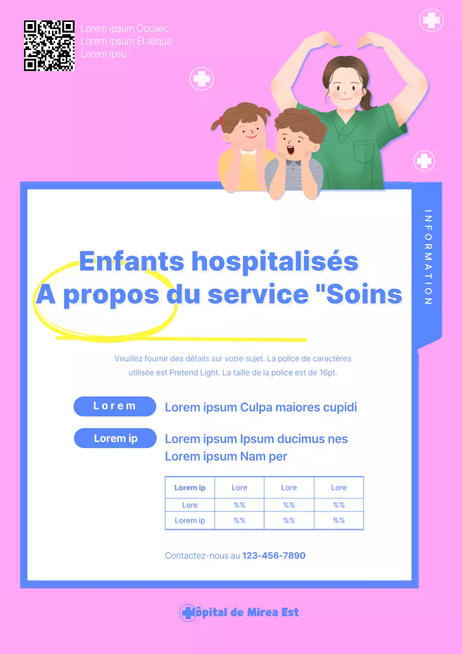 Guide des soins hospitaliers roses et bleus pour les enfants