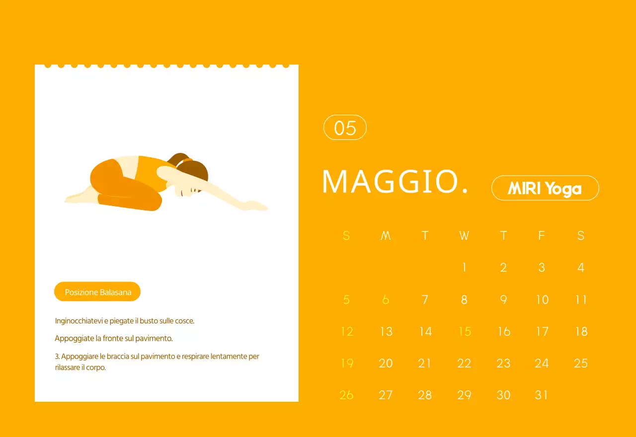 Calendari arancioni da regalare per promuovere il vostro studio di yoga