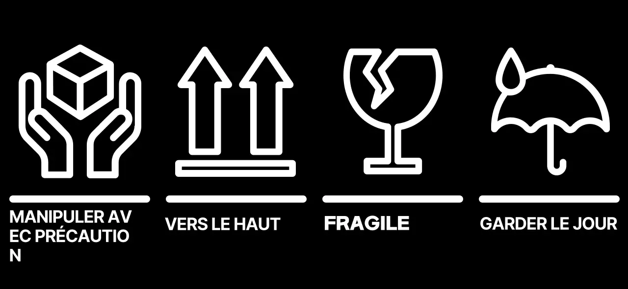 Design simple avec des pictogrammes d'avertissement de transport en noir et blanc